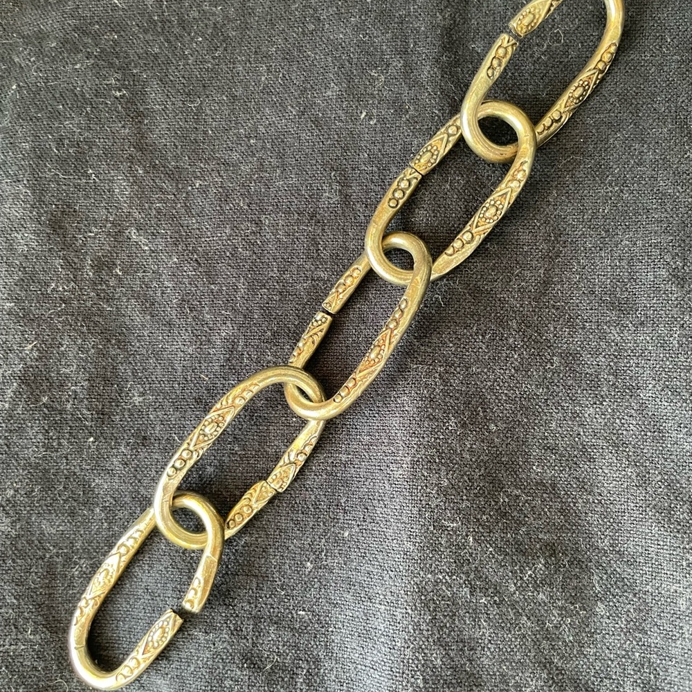 Vintage Heavy Duty Brass 5 Link Engraved Light Fixture Chain